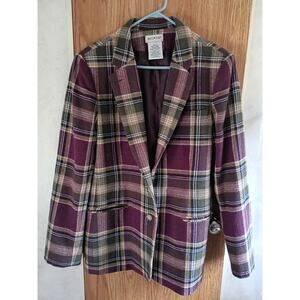 Vintage 90s White Stag Wool Plaid Blazer M Heritage Preppy Academia Outdoorsy